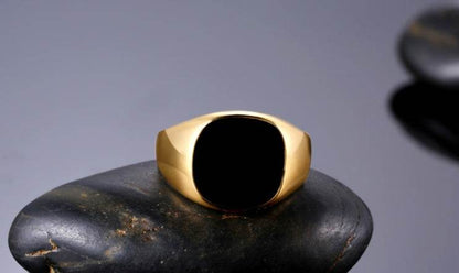 Sleek minimalist design personality domineering black drop oil men's ring classic men's ring - Emprize360