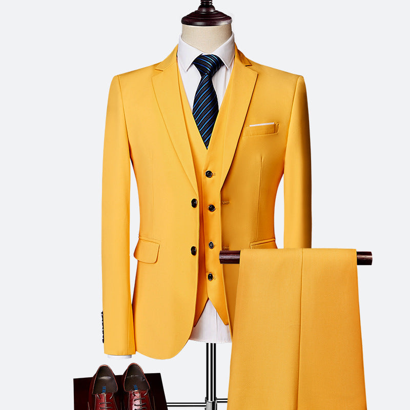 Modern British Style 3-Piece Suit - Slim-Fit Wedding & Groom Formalwear