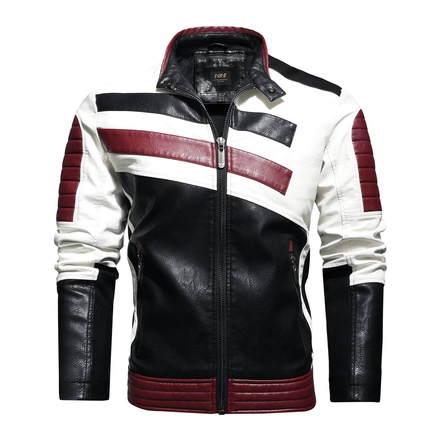 Mens Leather Jackets Motorcycle Stand Collar - Emprize360