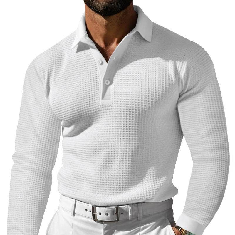 Long Sleeve Lapel Button Casual T-Shirt – Relaxed Vacation Style - Emprize360