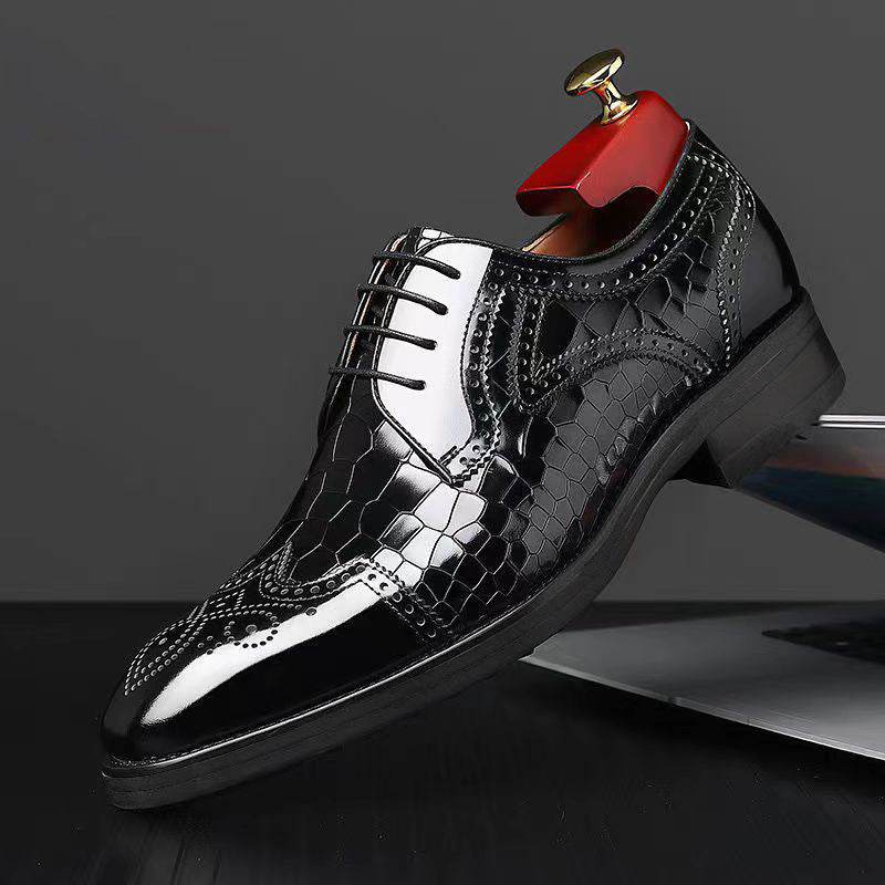 Men's Leather Brogue Oxford Shoes – Three-Dimensional Square Toe Japanese Style - Emprize360