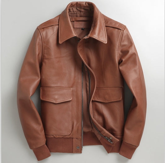 Genuine Leather Men's Casual Youth Short Slim-fit Leather Jacket - Emprize360