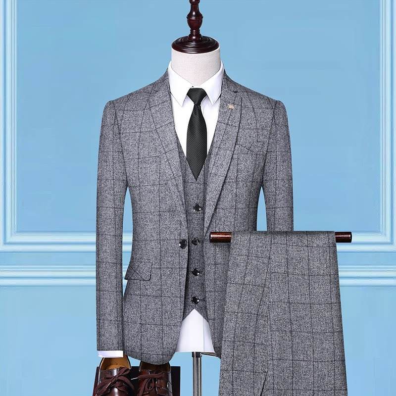 Men'sSuits, Checkered Suits, Three-Piece Suits, Work Suits, Professional Suits, Men's Clothing Trends - Emprize360