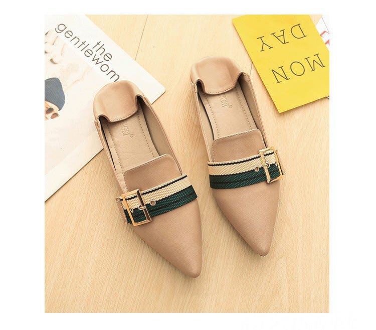 Comfortable Leather Flats for Women – Breathable Pointed Toe Shoe