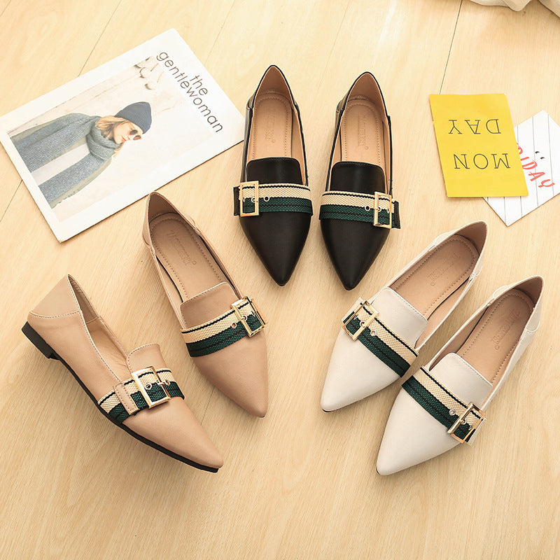 Comfortable Leather Flats for Women – Breathable Pointed Toe Shoe