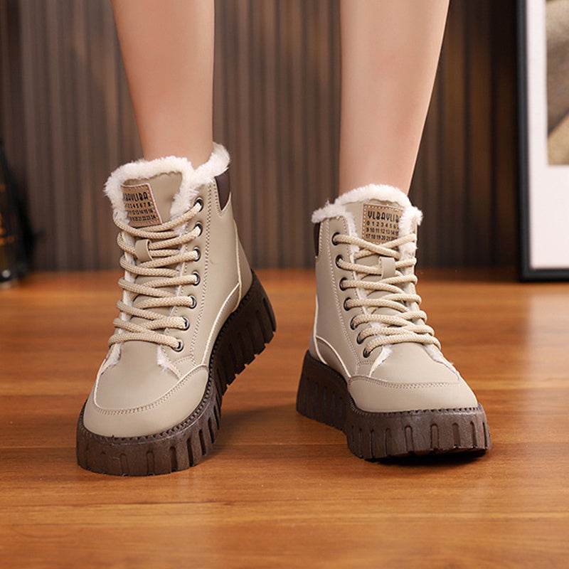 Women's Lace-up Snow Boots – Winter Warm Fleece Plush Casual Ankle Boots - Emprize360