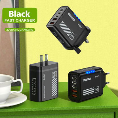 Universal 240W USB-C PD Multi-Port Charger – High-Speed Fast Charging Block