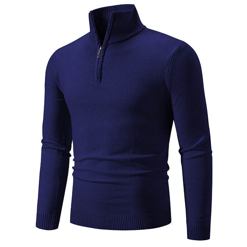 Men's Zip-Up Turtleneck Pullover Sweater – Stylish Long-Sleeve Knit for Cozy Comfort - Emprize360