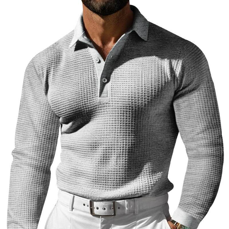 Long Sleeve Lapel Button Casual T-Shirt – Relaxed Vacation Style - Emprize360