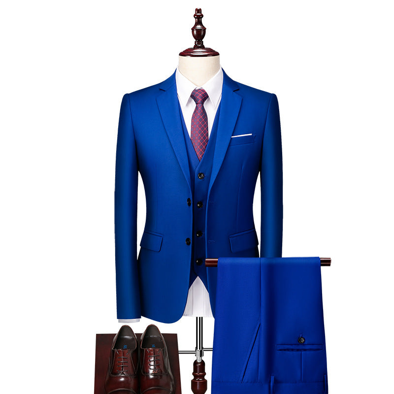 Modern British Style 3-Piece Suit - Slim-Fit Wedding & Groom Formalwear