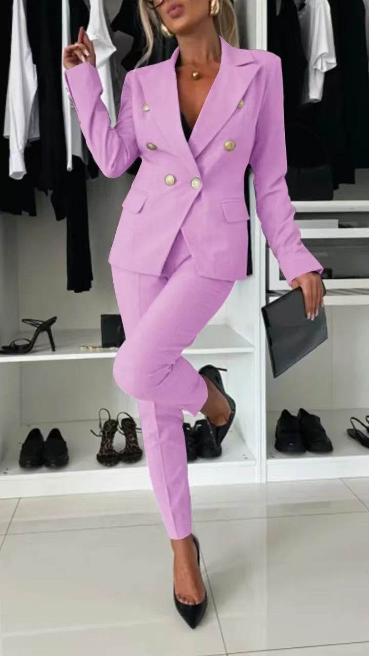European & American Style Women's Casual Suit – Solid Color - Emprize360