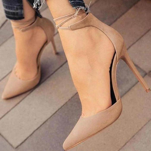 Sexy Pointed Toe Hollow Rivet One-Line High Heel Sandals – Plus Size Available - Emprize360