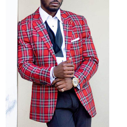 Men's Single Row Two Button Plaid Blazer - Emprize360