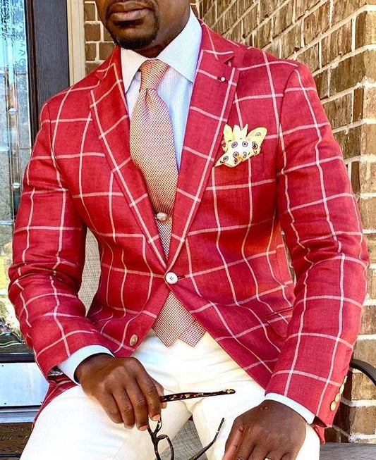 Men's Single Row Two Button Plaid Blazer - Emprize360