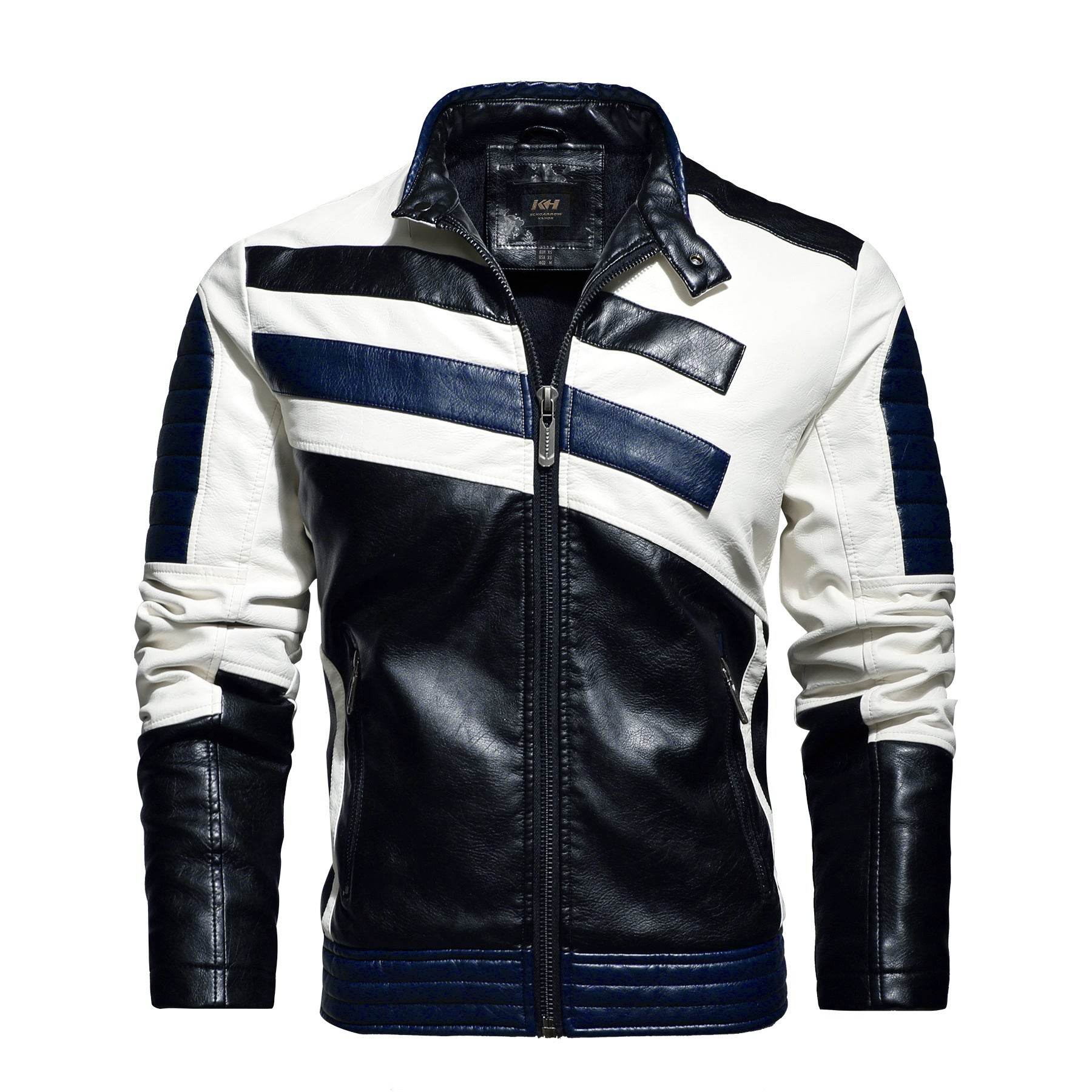 Mens Leather Jackets Motorcycle Stand Collar - Emprize360
