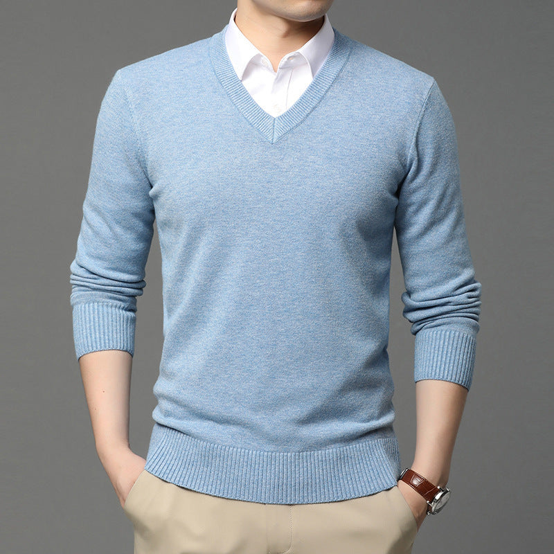 Men's V-Neck Long Sleeve Sweater Shirt