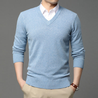Men's V-Neck Long Sleeve Sweater Shirt