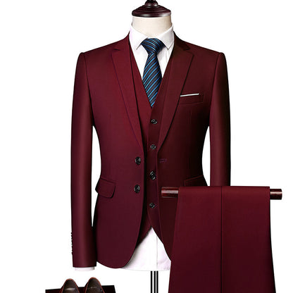 Modern British Style 3-Piece Suit - Slim-Fit Wedding & Groom Formalwear
