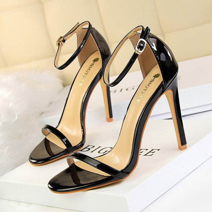 Summer Fashion High-heeled Patent Leather Sandals - Emprize360