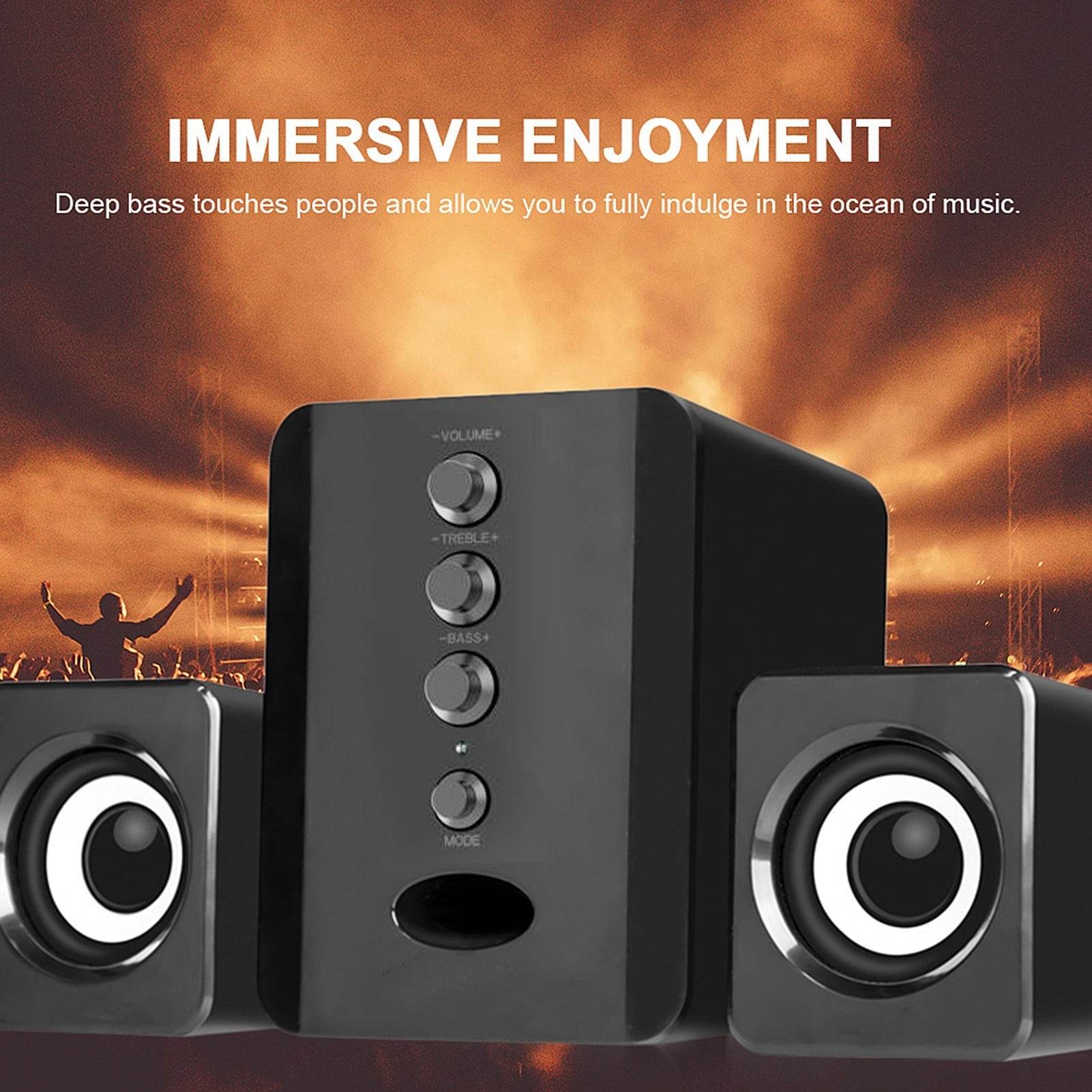 Portable USB-Powered Stereo Computer Speakers – Surround Sound for Laptop, Phone, Desktop, PC & TV – Sleek Black Design - Emprize360