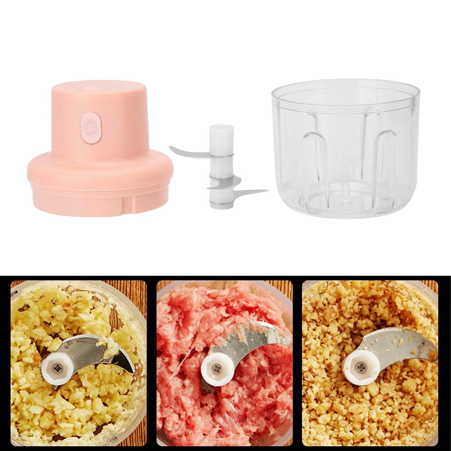 250ml Pink Electric Meat Grinder & Food Chopper – Mini USB Charging Kitchen Shredder - Emprize360