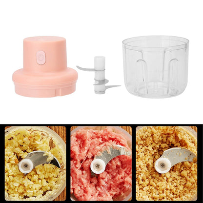 250ml Pink Electric Meat Grinder & Food Chopper – Mini USB Charging Kitchen Shredder - Emprize360
