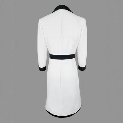 Elegant French-style Contrast Sleeve Dress