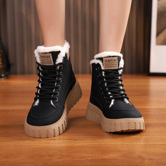 Women's Lace-up Snow Boots – Winter Warm Fleece Plush Casual Ankle Boots - Emprize360
