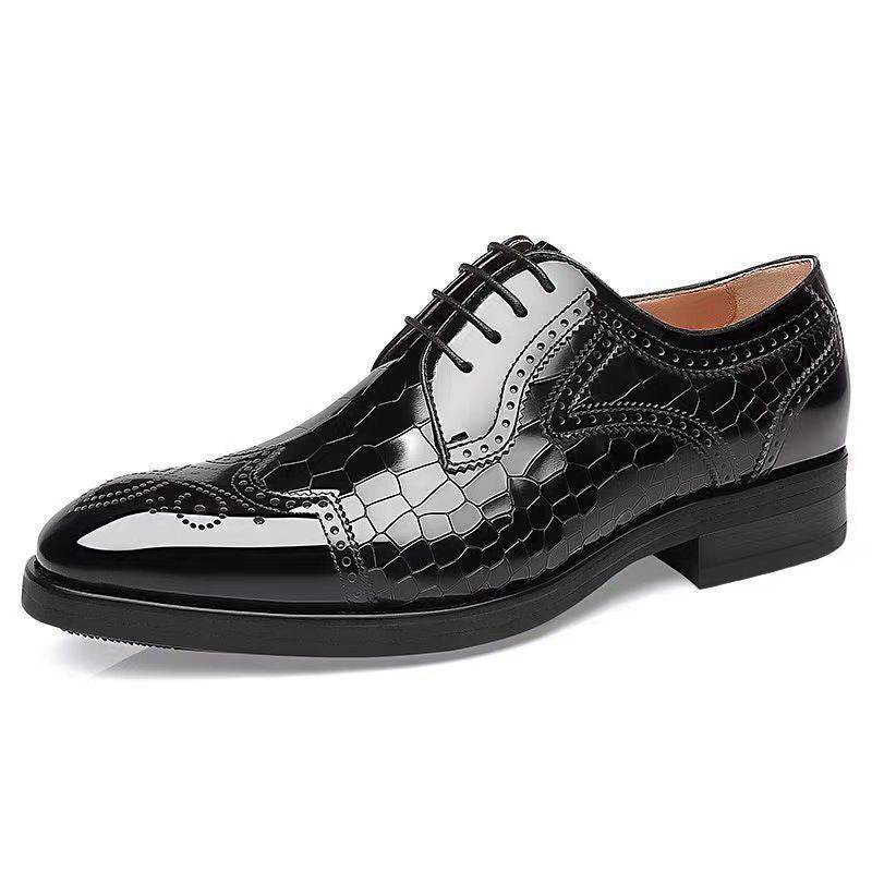 Men's Leather Brogue Oxford Shoes – Three-Dimensional Square Toe Japanese Style - Emprize360