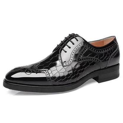 Men's Leather Brogue Oxford Shoes – Three-Dimensional Square Toe Japanese Style - Emprize360