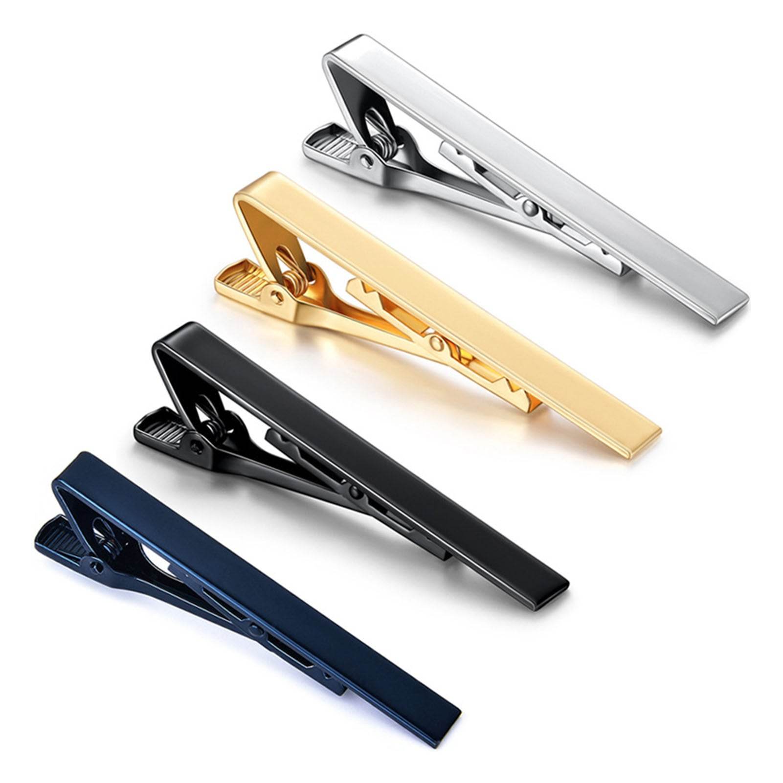 4Pcs Men Tie Clip Copper Fashionable Elegant Slick Finish 4 Colors Male Tie Neck Clamp Set - Emprize360