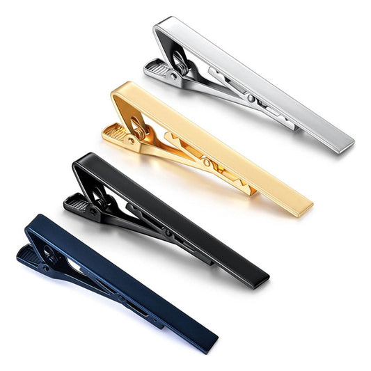 4Pcs Men Tie Clip Copper Fashionable Elegant Slick Finish 4 Colors Male Tie Neck Clamp Set - Emprize360