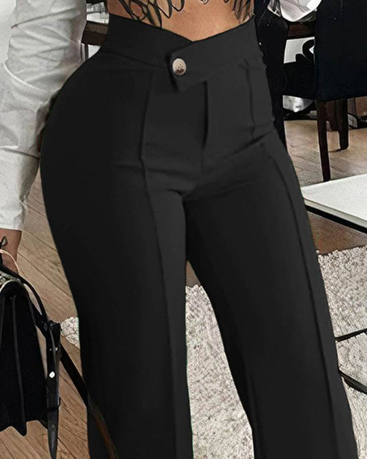 Slim Straight-leg Pants With Buckle Fashion - Emprize360