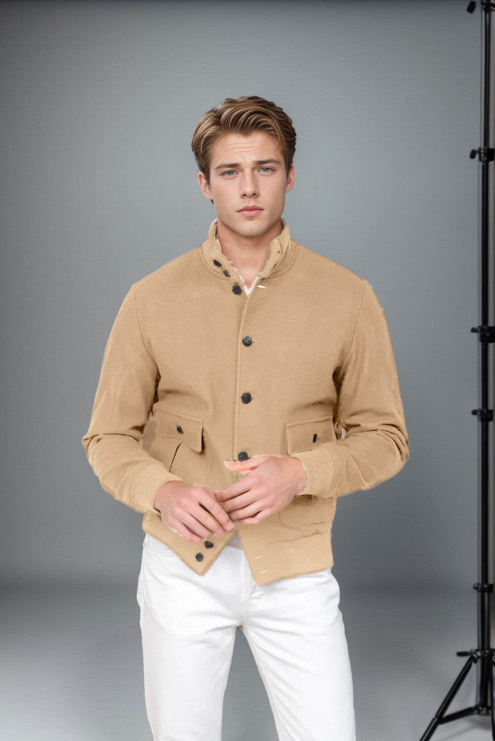 Men's Design Long Sleeve Stand Collar Top - Emprize360