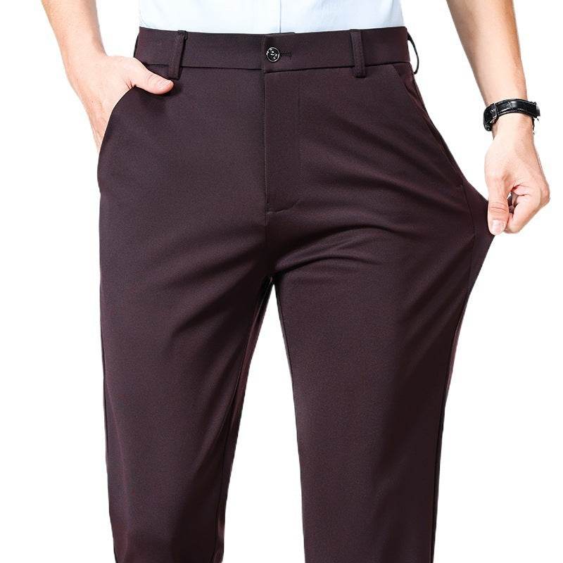 Men's High-Waist Four-Sided Elastic Ice Silk Trousers – Breathable and Comfortable - Emprize360
