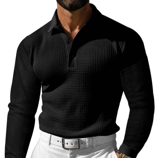Long Sleeve Lapel Button Casual T-Shirt – Relaxed Vacation Style - Emprize360