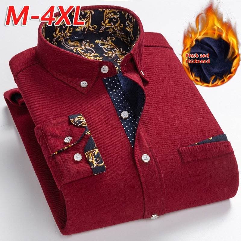 Men's Winter Corduroy Fleece Shirt – Warm and Comfortable - Emprize360