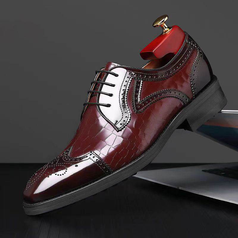 Men's Leather Brogue Oxford Shoes – Three-Dimensional Square Toe Japanese Style - Emprize360