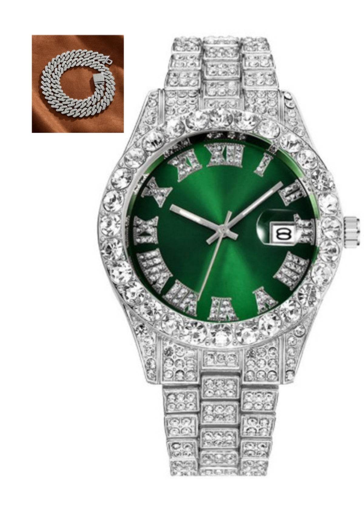 Hot Men's Steel Belt Hip Hop Roman Scale Diamond Quartz Watch - Emprize360