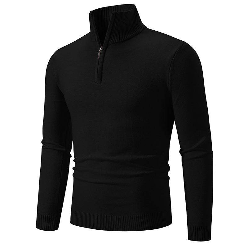 Men's Zip-Up Turtleneck Pullover Sweater – Stylish Long-Sleeve Knit for Cozy Comfort - Emprize360