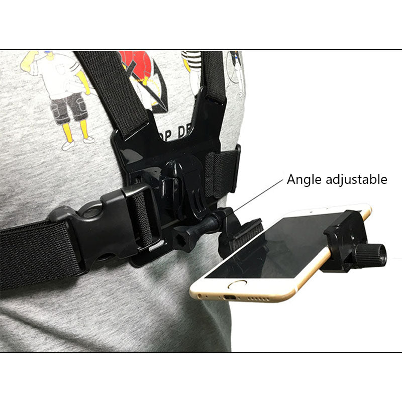 Mobile Cell Phone Clip Chest Mount - Holder Action Camera Adjustable Straps