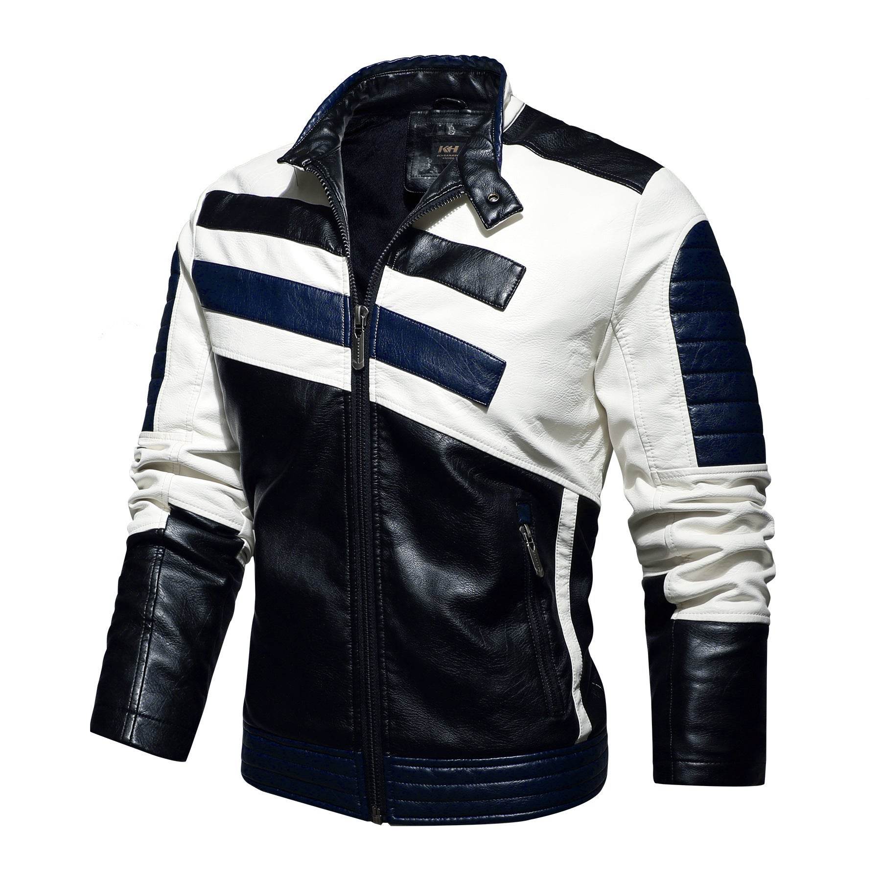 Mens Leather Jackets Motorcycle Stand Collar - Emprize360