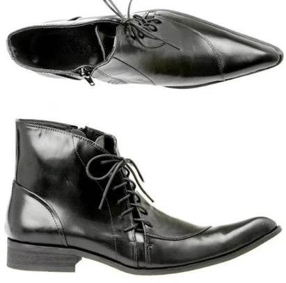 Korean Style British Leather Pointed Men's Boots Fashionable Breathable Men's Shoes - Emprize360