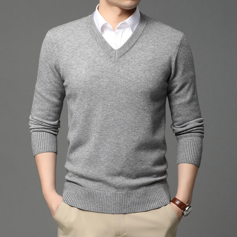 Men's V-Neck Long Sleeve Sweater Shirt
