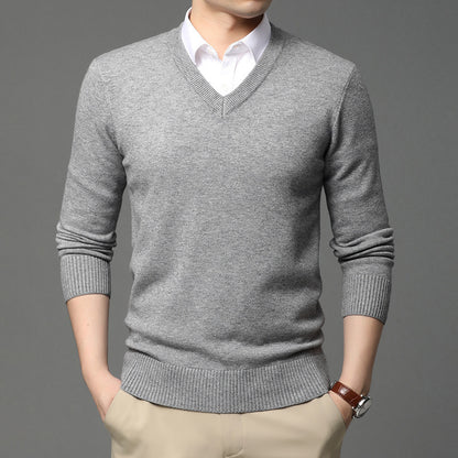 Men's V-Neck Long Sleeve Sweater Shirt