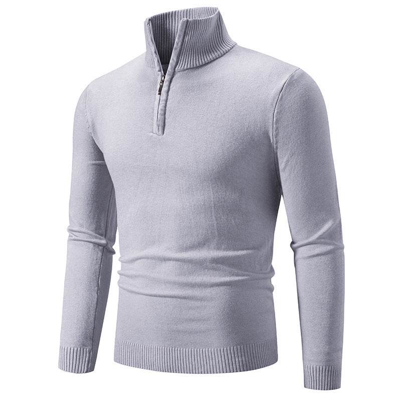Men's Zip-Up Turtleneck Pullover Sweater – Stylish Long-Sleeve Knit for Cozy Comfort - Emprize360