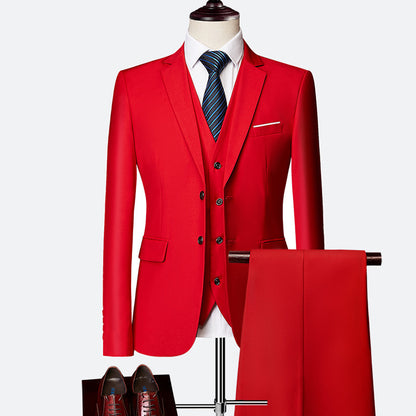 Modern British Style 3-Piece Suit - Slim-Fit Wedding & Groom Formalwear
