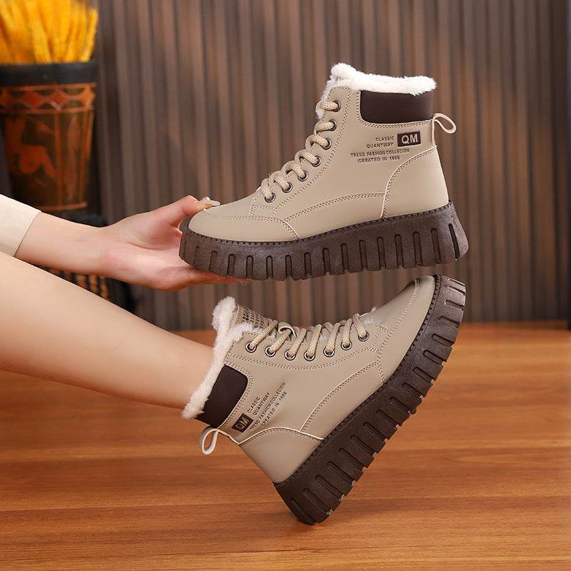 Women's Lace-up Snow Boots – Winter Warm Fleece Plush Casual Ankle Boots - Emprize360