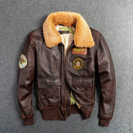 Men's Genuine Leather G1 First Layer Leather Motorcycle Jacket - Emprize360