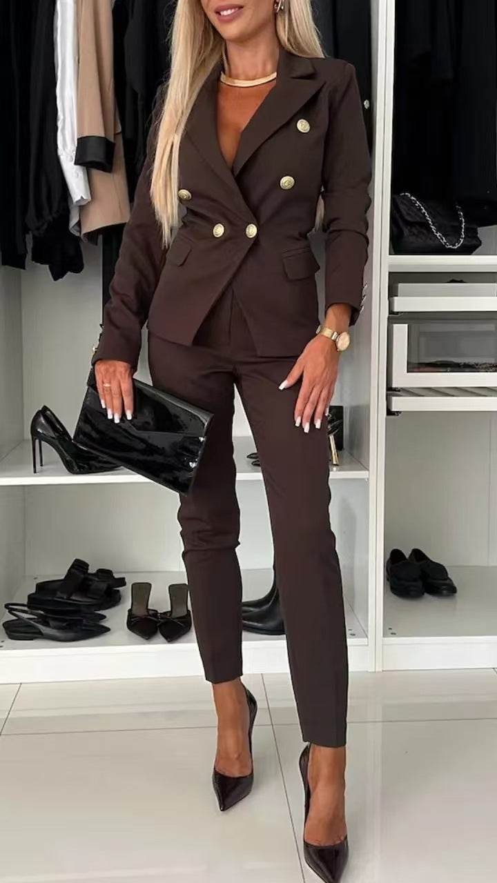European & American Style Women's Casual Suit – Solid Color - Emprize360